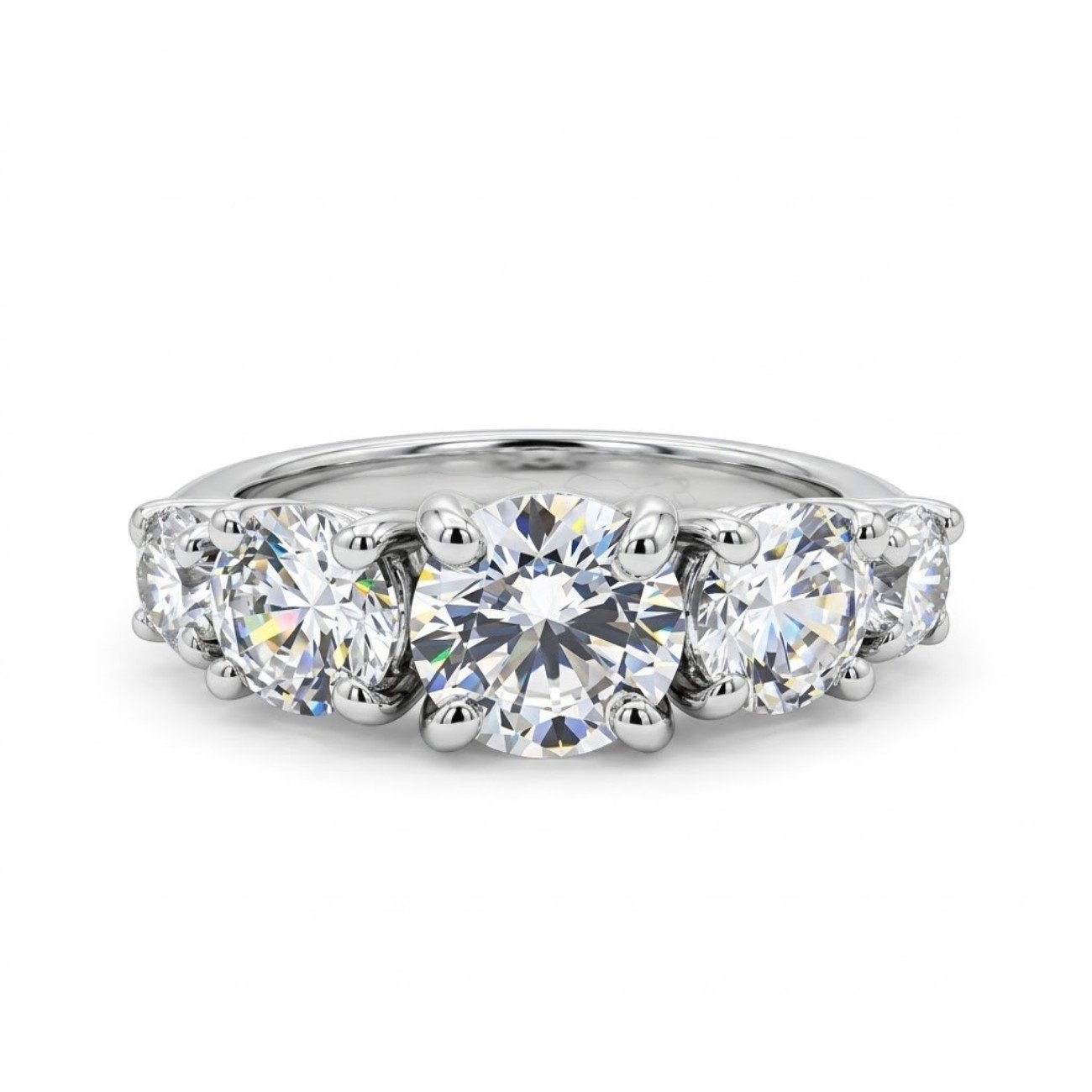 Anello riviera 5 pietre in argento 925 artigianale