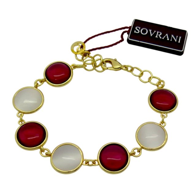 Bracciale Sovrani cristalli rossi e madreperla