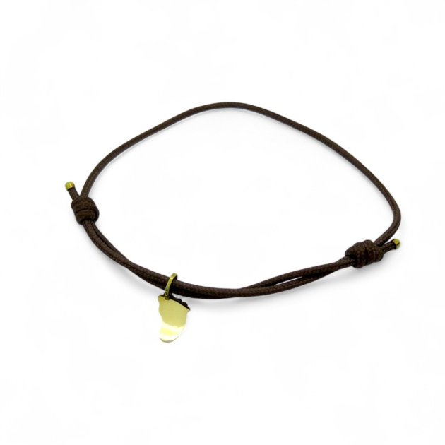 Bracciale corda piedino bimbo in oro giallo 18 ct