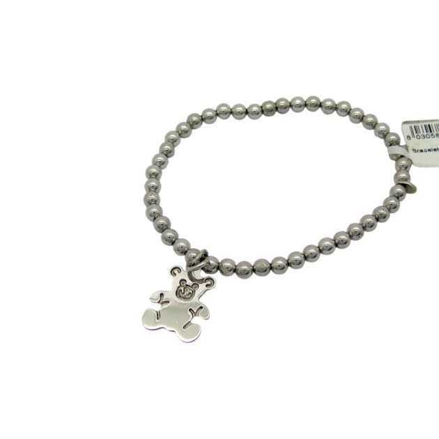 Bracciale elastico sfere orsetto in argento 925