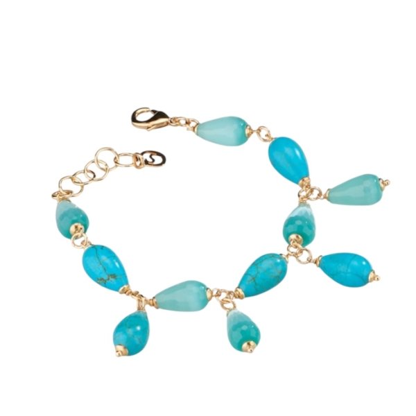 Bracciale goccia occhio di gatto verde acqua e goccia howlite