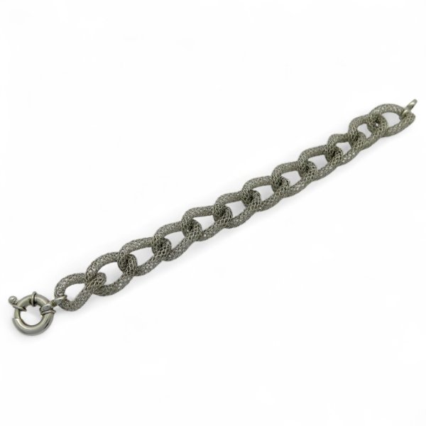 Bracciale groumette maglia traforata in argento 925