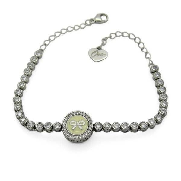Bracciale tennis fiocco argento smalto