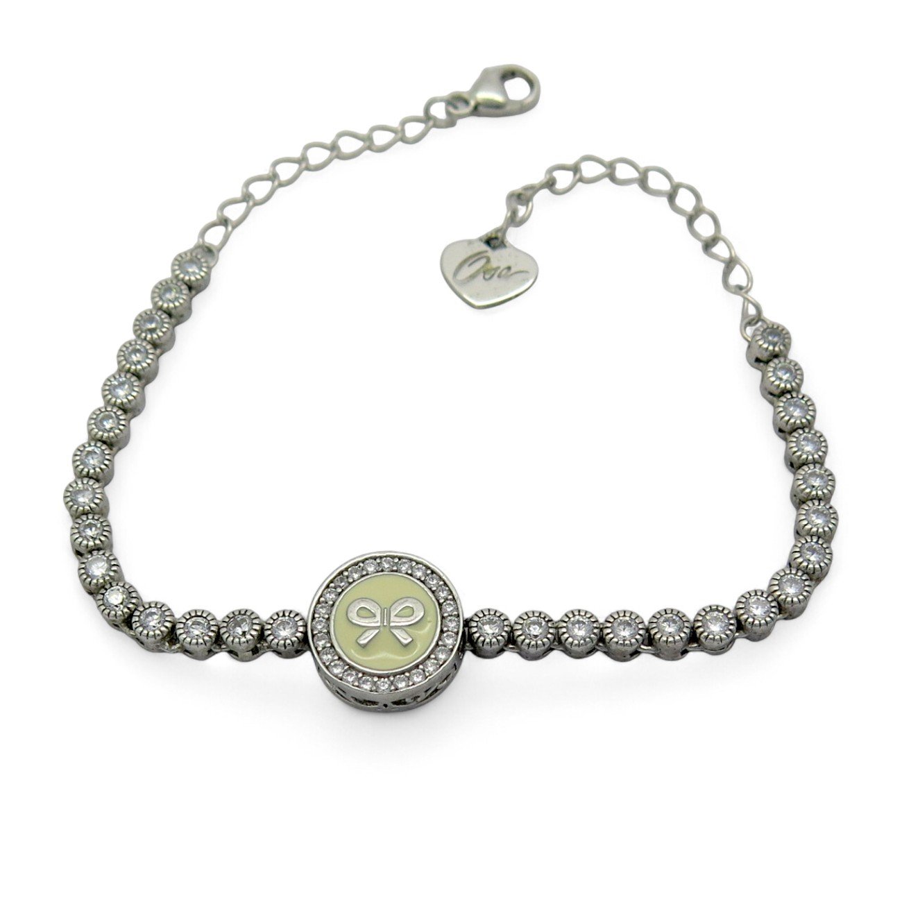 Bracciale tennis fiocco argento smalto