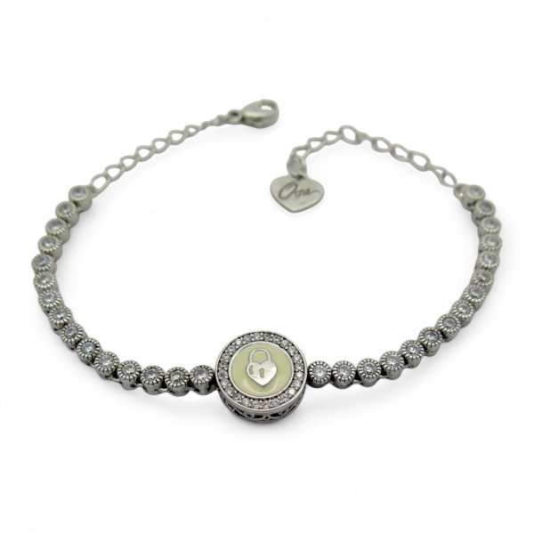 Bracciale tennis lucchetto in argento