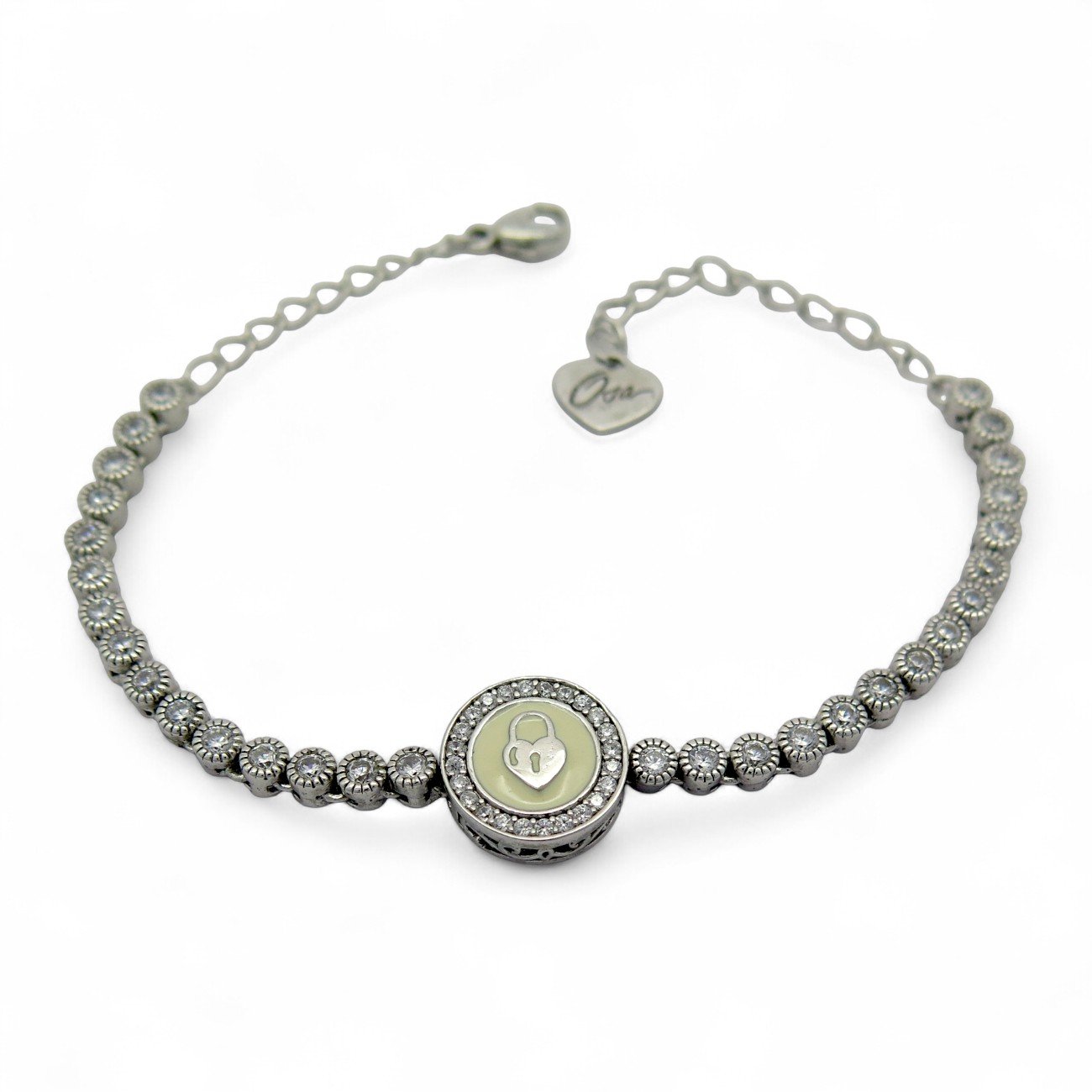 Bracciale tennis lucchetto in argento