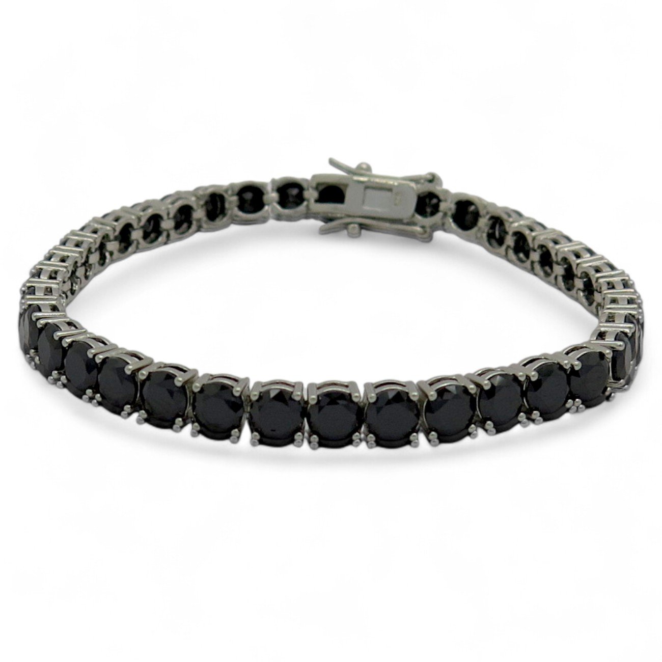 Bracciale tennis pietre nere 5 mm in argento 925