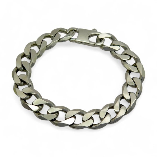 Bracciale uomo groumette piena in argento 925 rodio