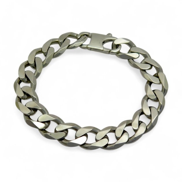 Bracciale uomo groumette piena in argento 925 rodio