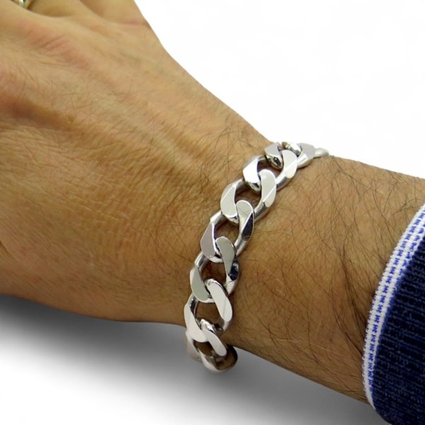 Bracciale uomo groumette piena in argento 925 rodio