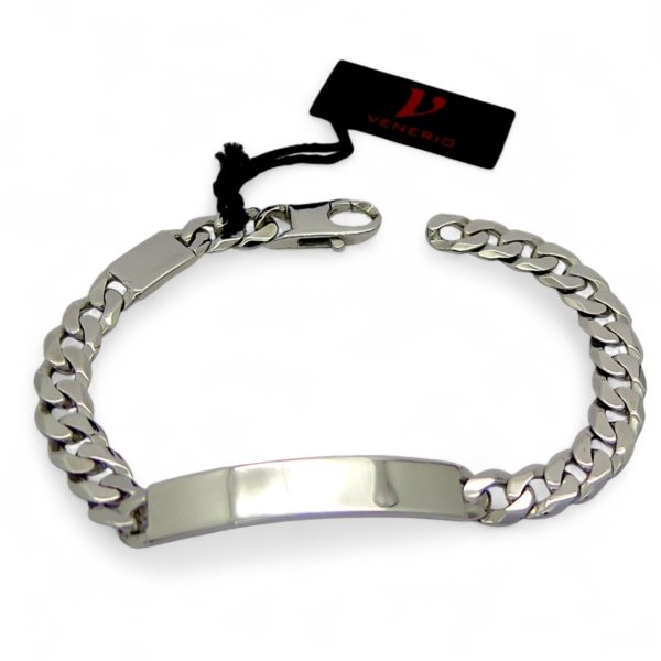Bracciale uomo piastra incisioni in argento 925