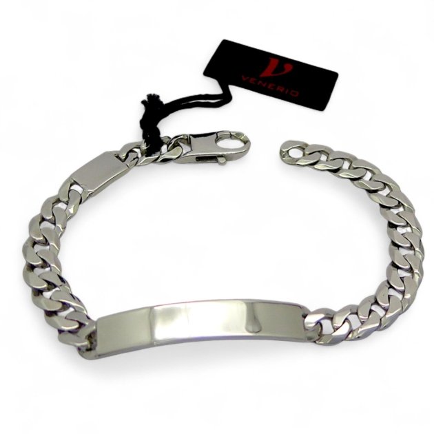Bracciale uomo piastra incisioni in argento 925