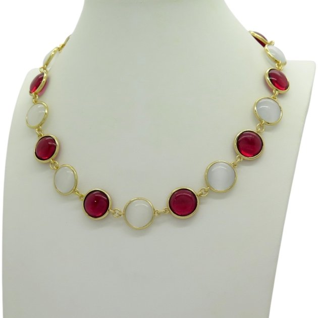 Collana Sovrani cristalli rossi e madreperla