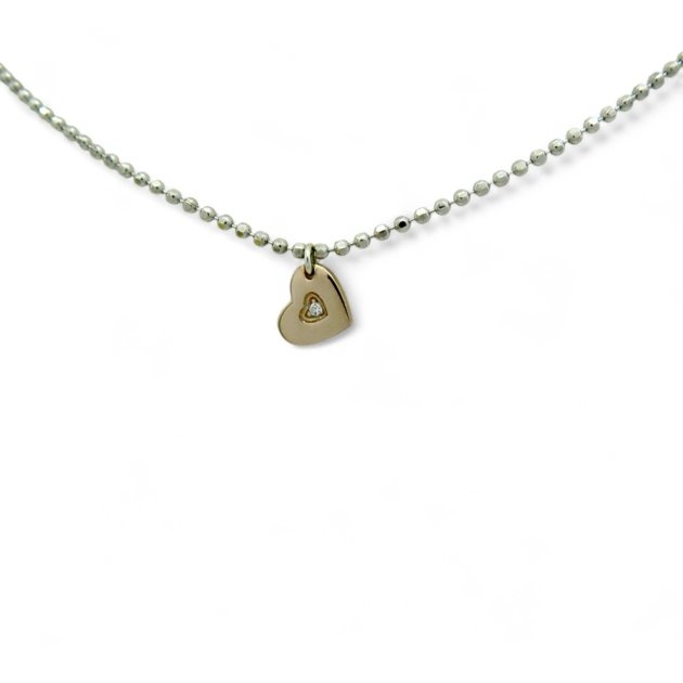Collana ciondolo cuore punto luce in argento 925