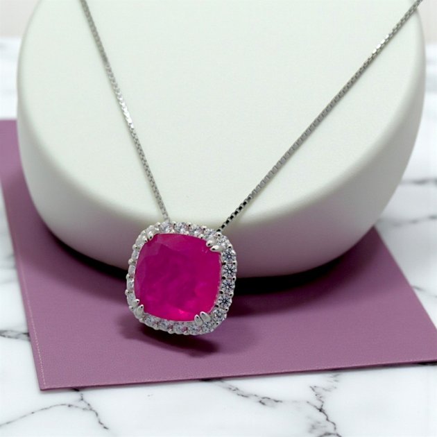 Collana ciondolo pietra rossa idrotermale Sovrani Argento