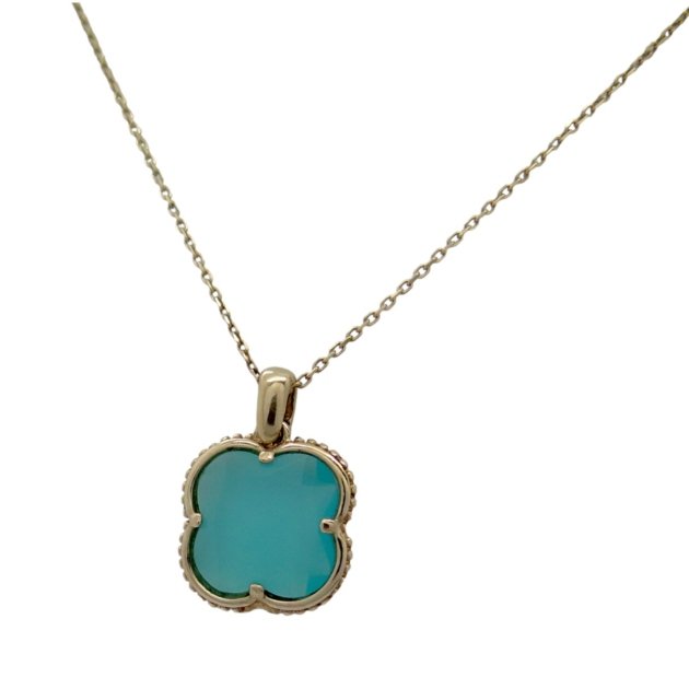 Collana ciondolo quadrifoglio azzurro argento 925