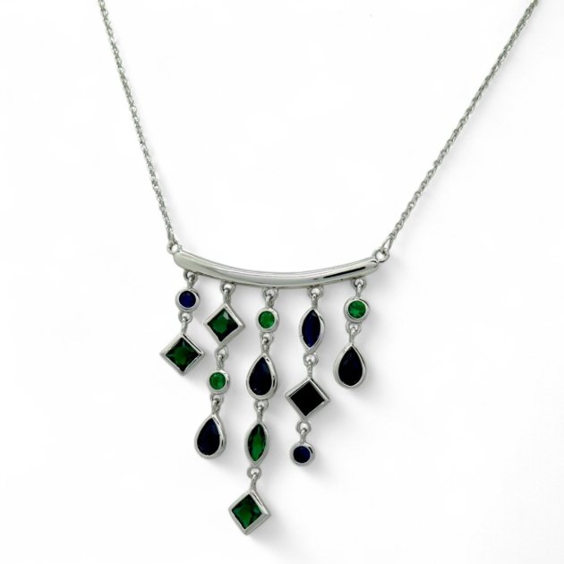 Collana con pendenti pietre blu e verdi argento Byblos