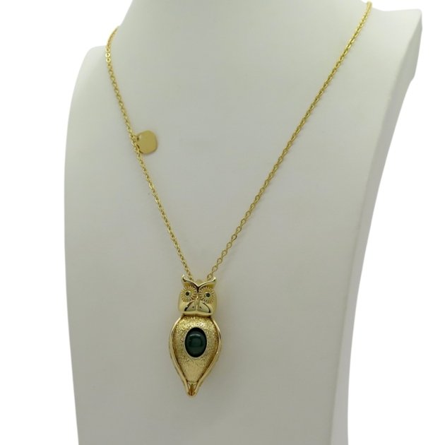 Collana gufo pietra verde