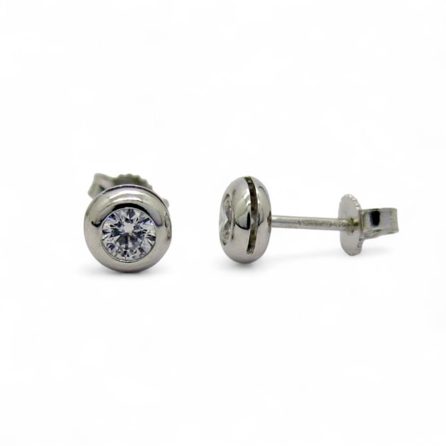 Orecchini cipollino punto luce medio in oro bianco 18 ct