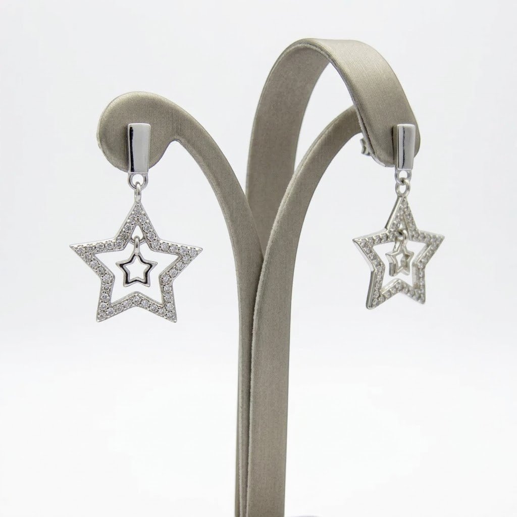 Orecchini pendenti stelle in argento 925