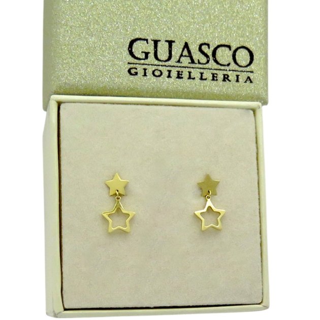 Orecchini pendenti stelle in oro giallo 18 ct