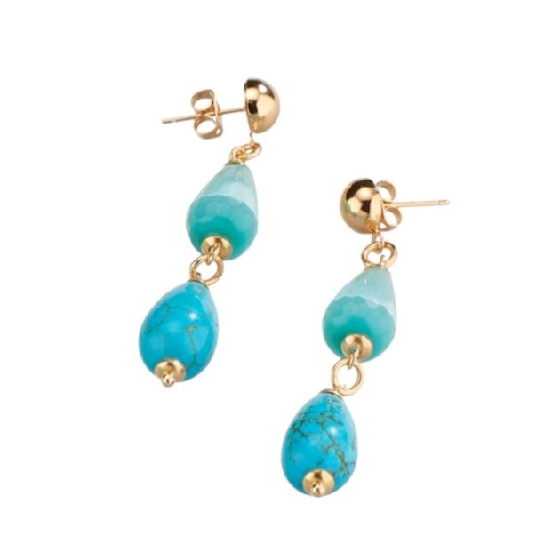 Orecchini sovrani goccia occhio di gatto verde acqua e goccia howlite