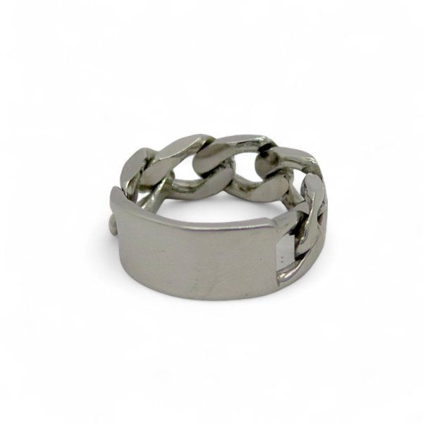 Anello groumette con piastrina in argento 925