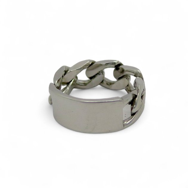 Anello groumette con piastrina in argento 925