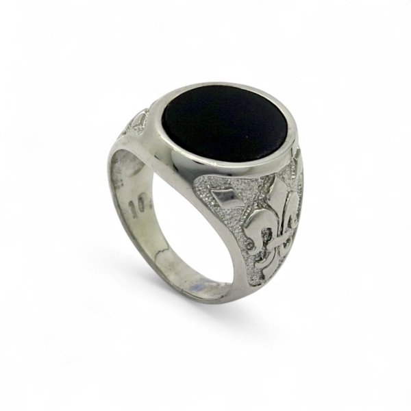 Anello onice giglio fiorentino in argento