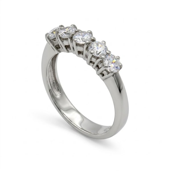 Anello riviera 5 pietre in argento 925 rodio