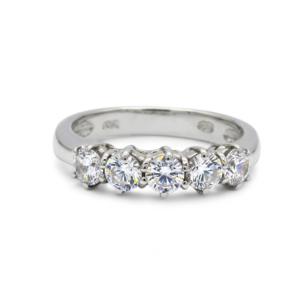 Anello riviera 5 pietre in argento 925 rodio