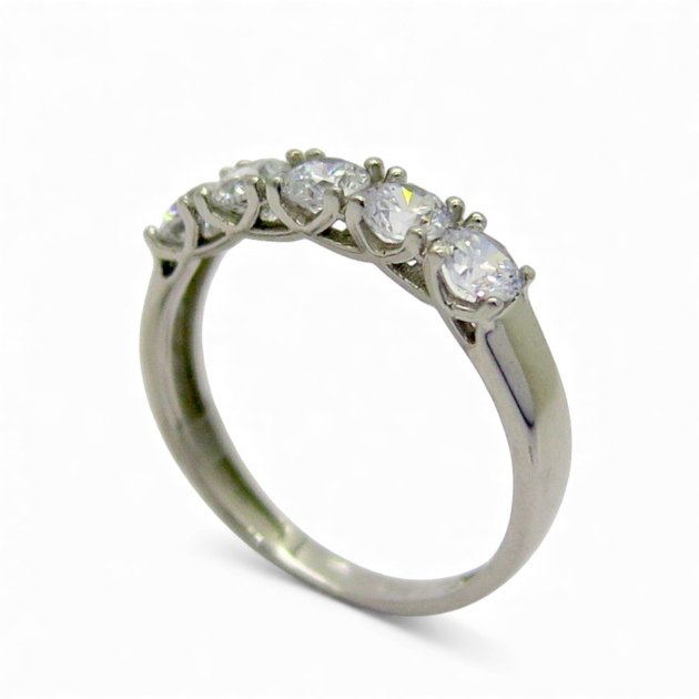 Anello riviera 5 pietre in oro bianco 18 ct