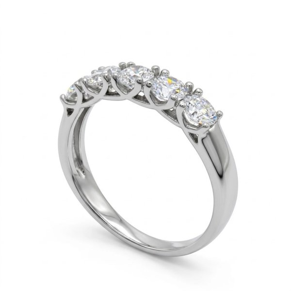 Anello riviera cinque pietre in oro bianco 18 ct