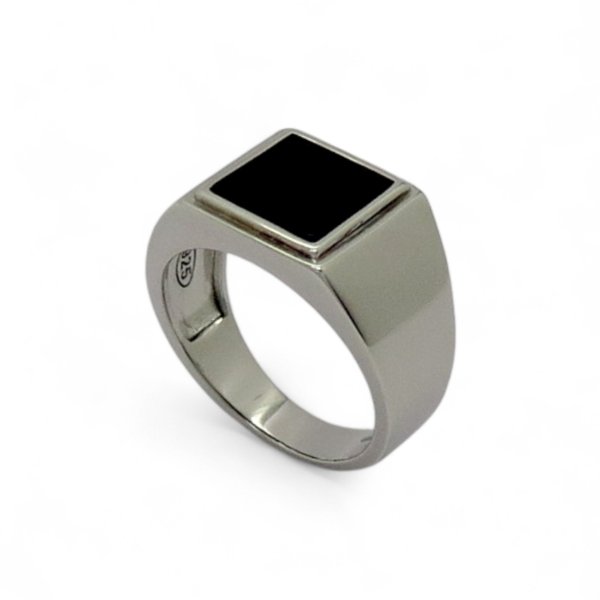 Anello scudo onice argento 925