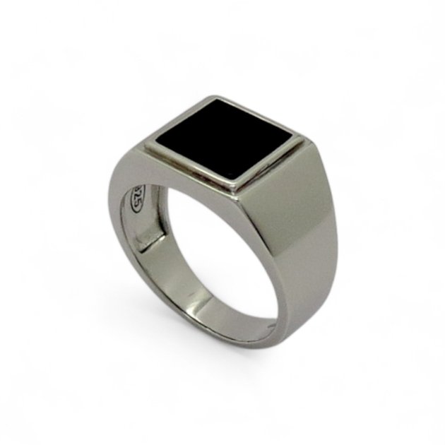 Anello scudo onice argento 925