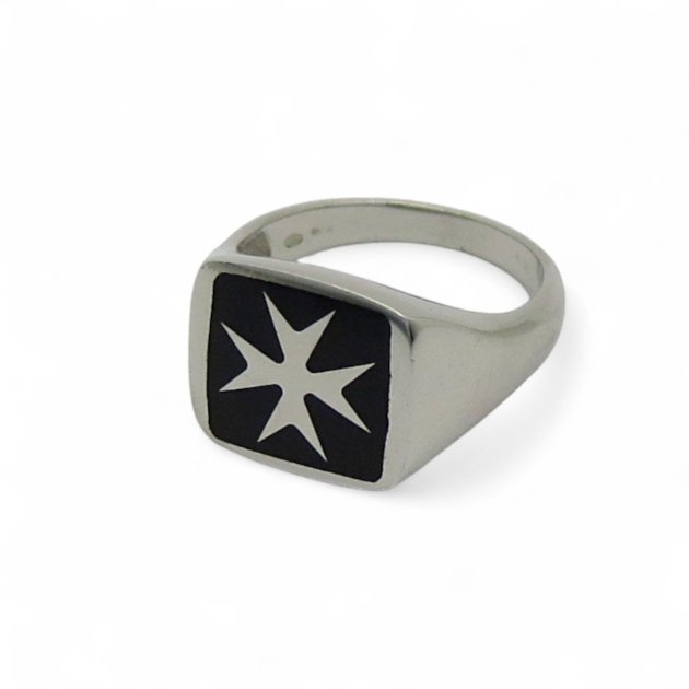 Anello sigillo croce di malta in argento 925
