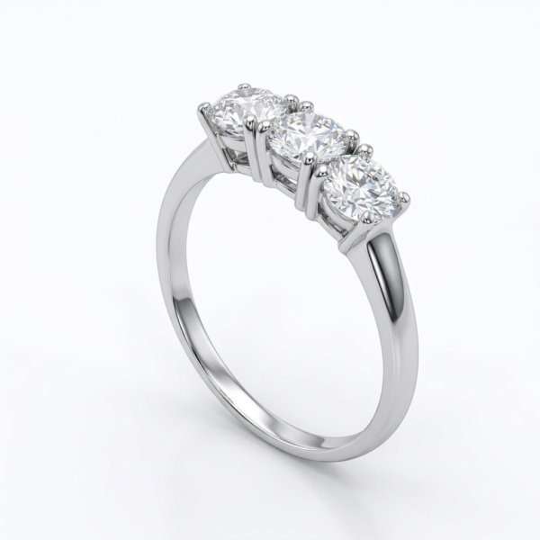 Anello trilogy in oro bianco 18 ct e zirconi