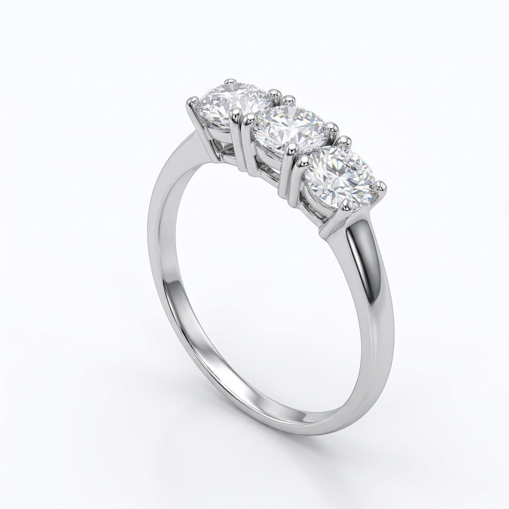 Anello trilogy in oro bianco 18 ct e zirconi