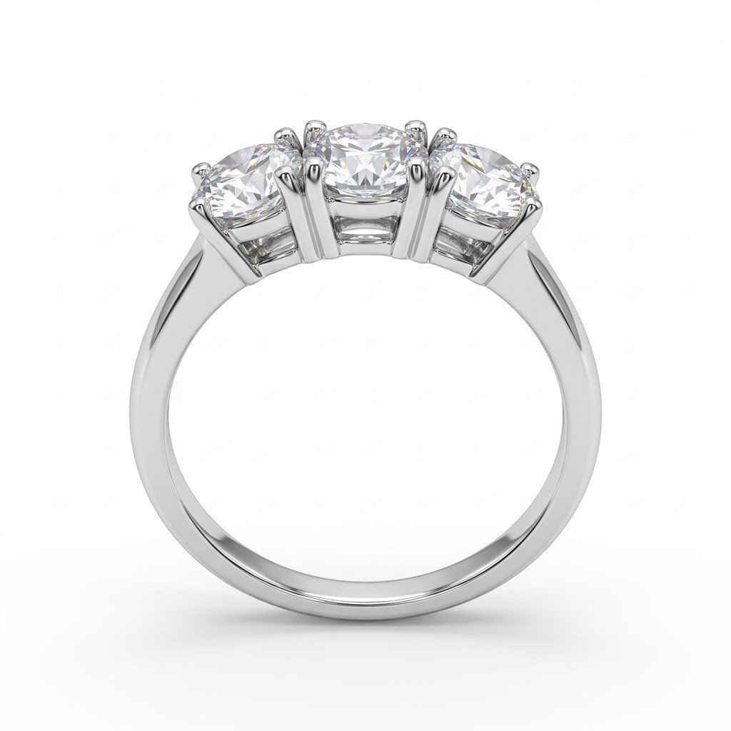 Anello trilogy in oro bianco 18 ct e zirconi
