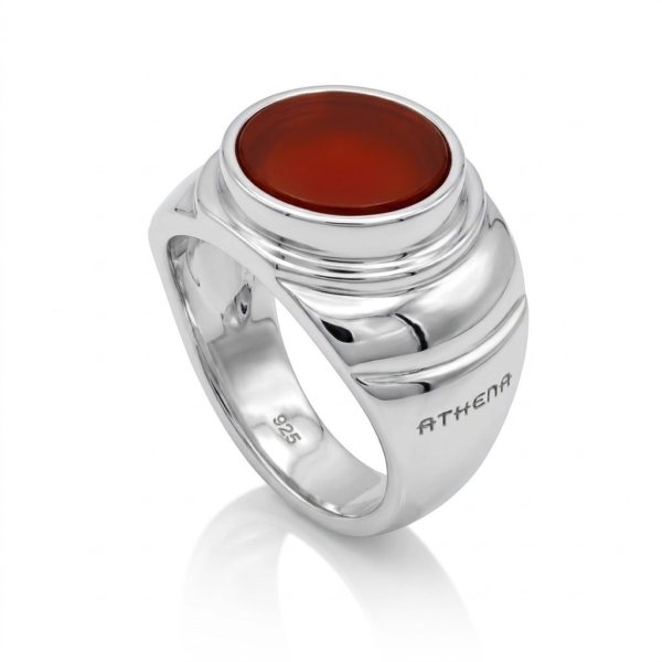 Anello uomo pietra rossa naturale Athena Gioielli Soulman