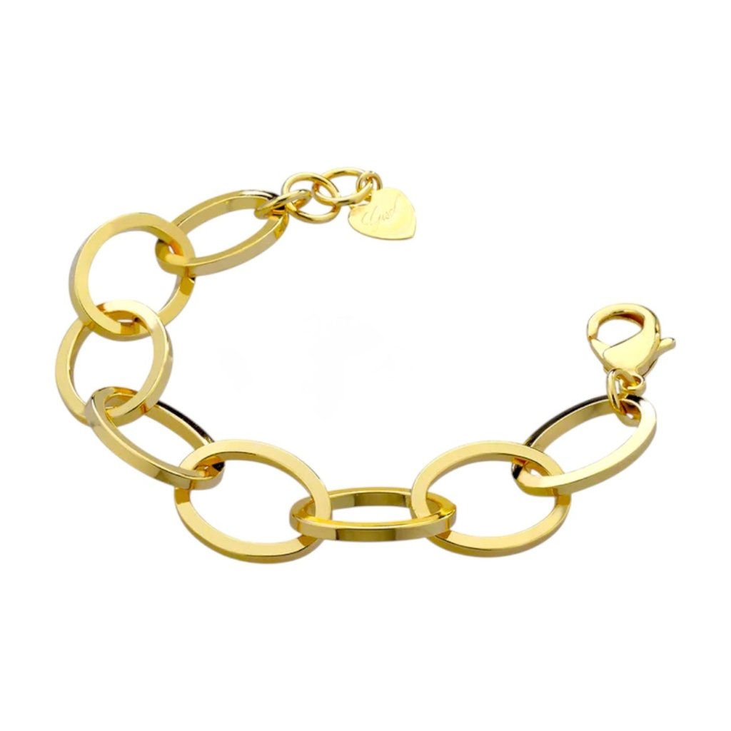 JEWELS BY LEONARDO Clip & Mix Lori – Bracciale Rigido In Acciaio Inox Dorato Con Perle Ovali (18,5 Cm)
