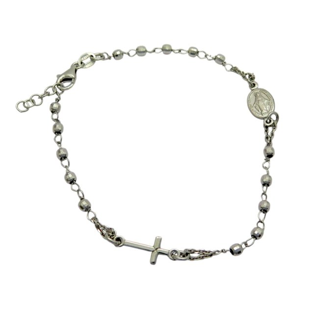 Bracciale in argento rosario croce e madonnina