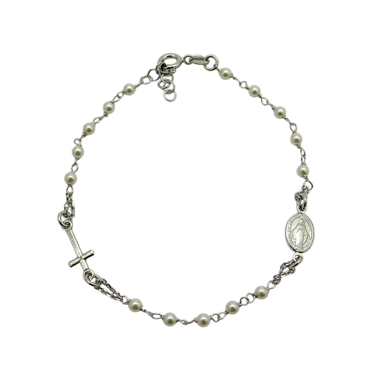 Bracciale rosario grani perla in argento