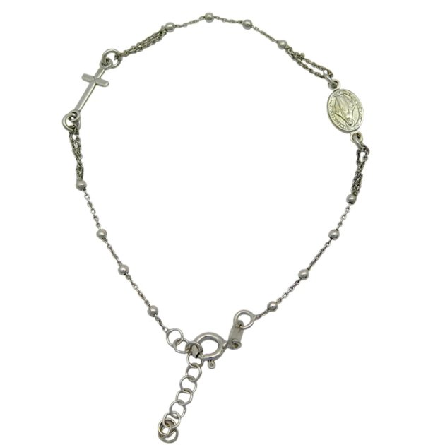 Bracciale rosario in argento 925 rodio