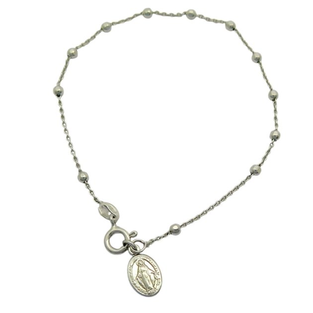 Bracciale rosario madonnina pendente argento 925