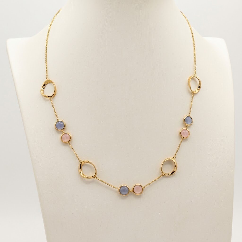 Collana in oro con pietre dure oro giallo 18 ct