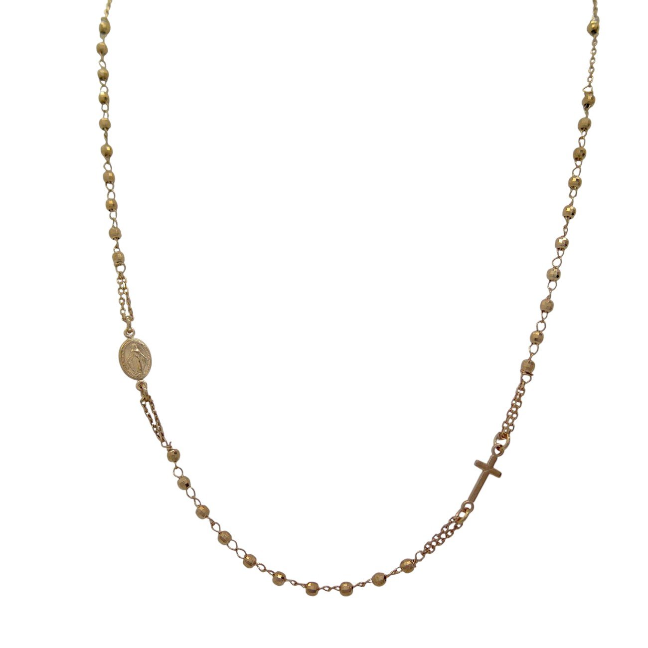 Collana rosario argento rosè