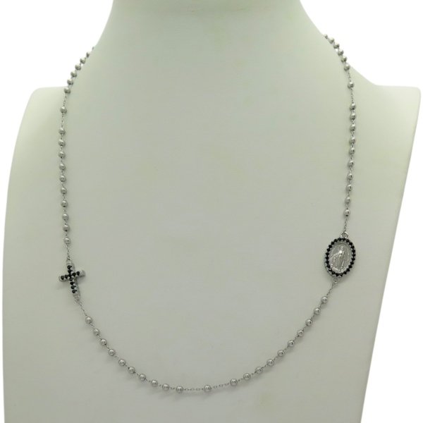 Collana rosario pietre nere argento 925