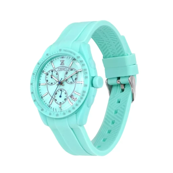 Orologio crono celeste madreperla cinturino in gomma Zzero ZZ9001Z