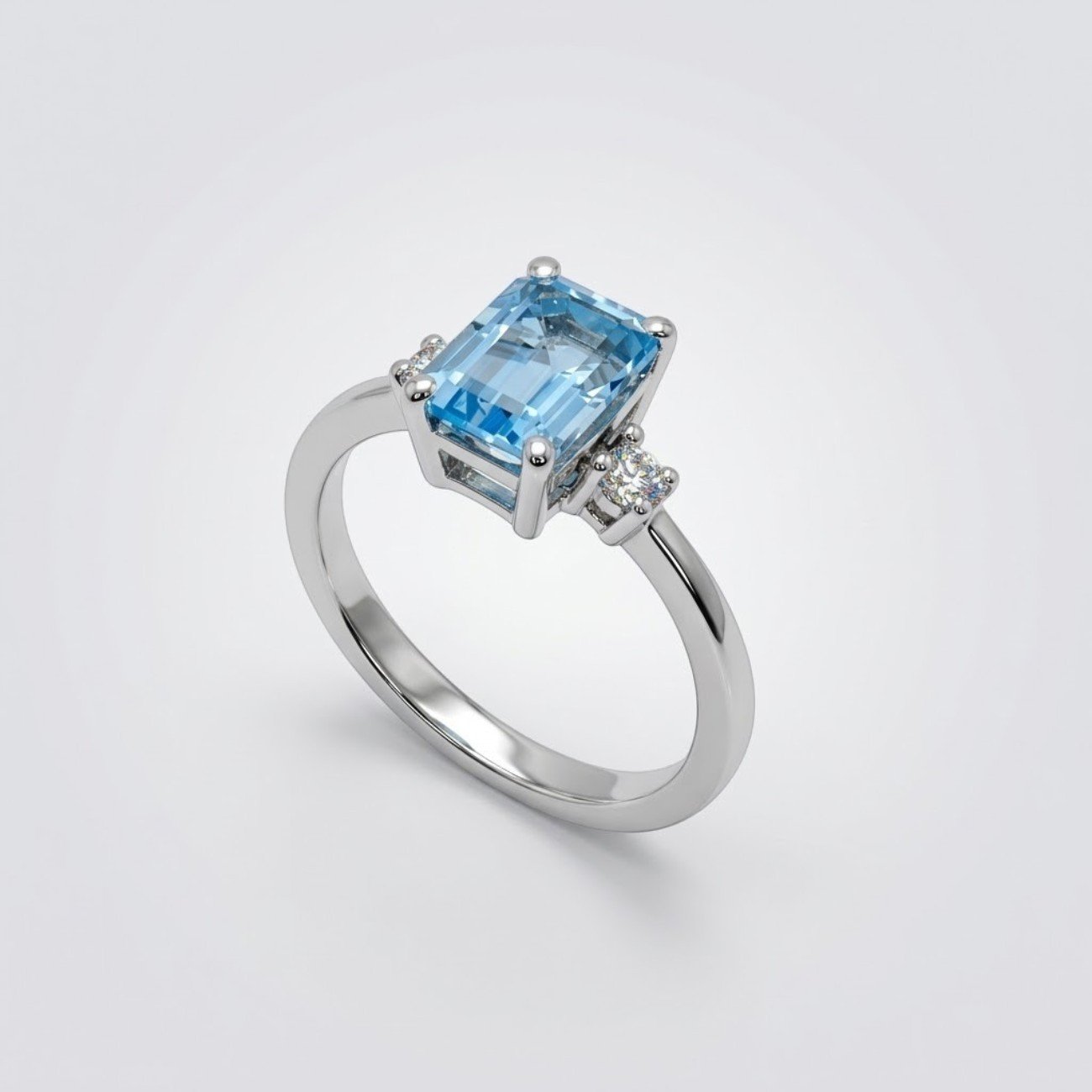 Anello Topazio Azzurro in Argento 925